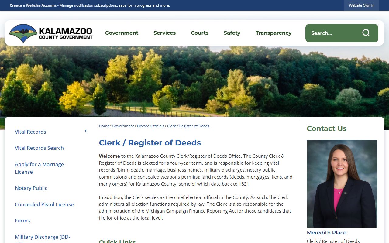 Kalamazoo County Clerk of Court records office and clerk directory