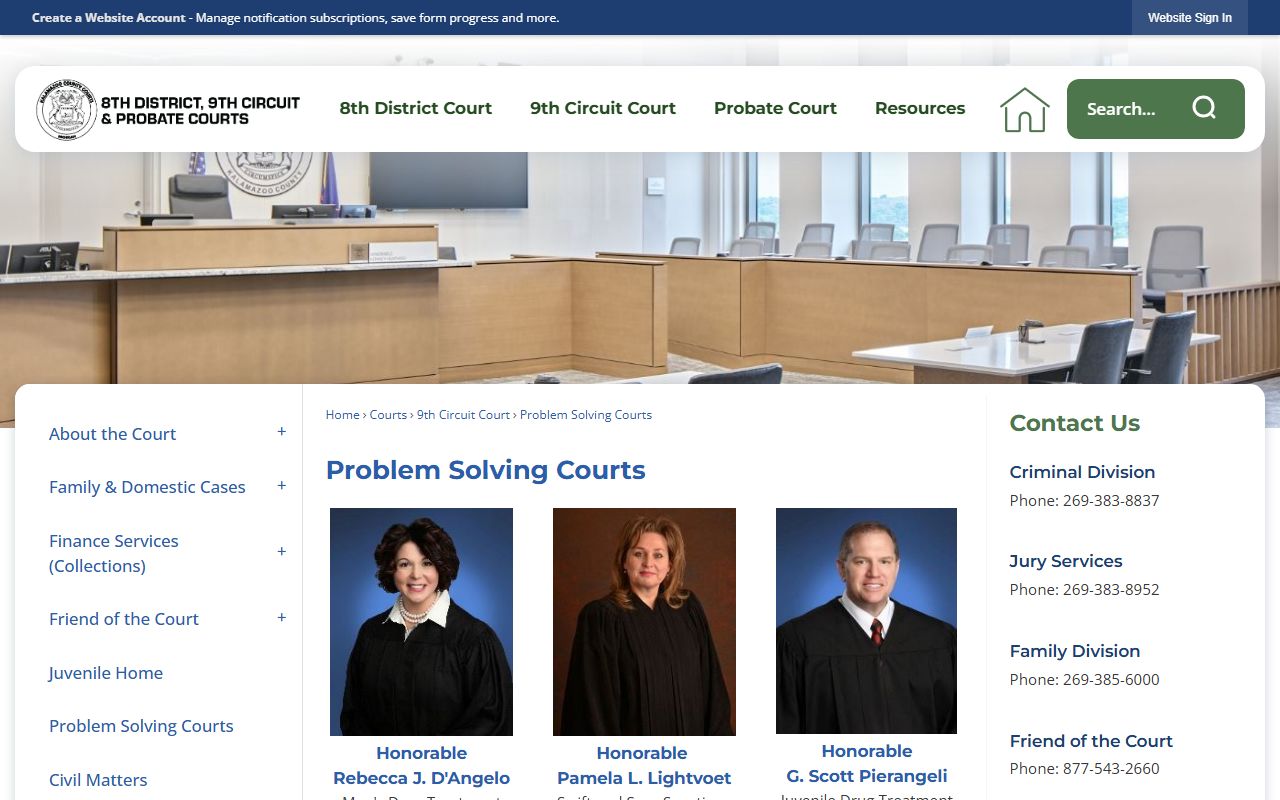 Kalamazoo County criminal court records problem-solving courts page