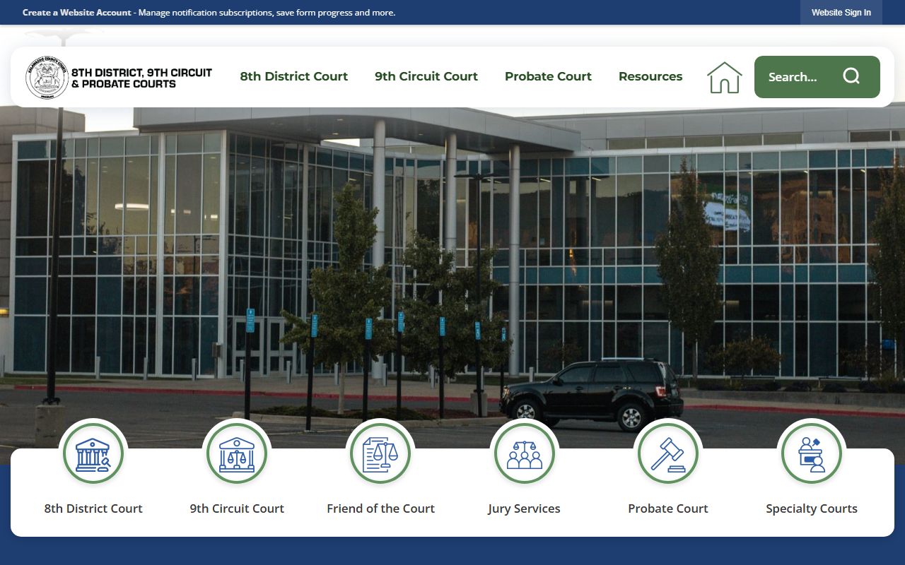 Kalamazoo County courts overview page for court records