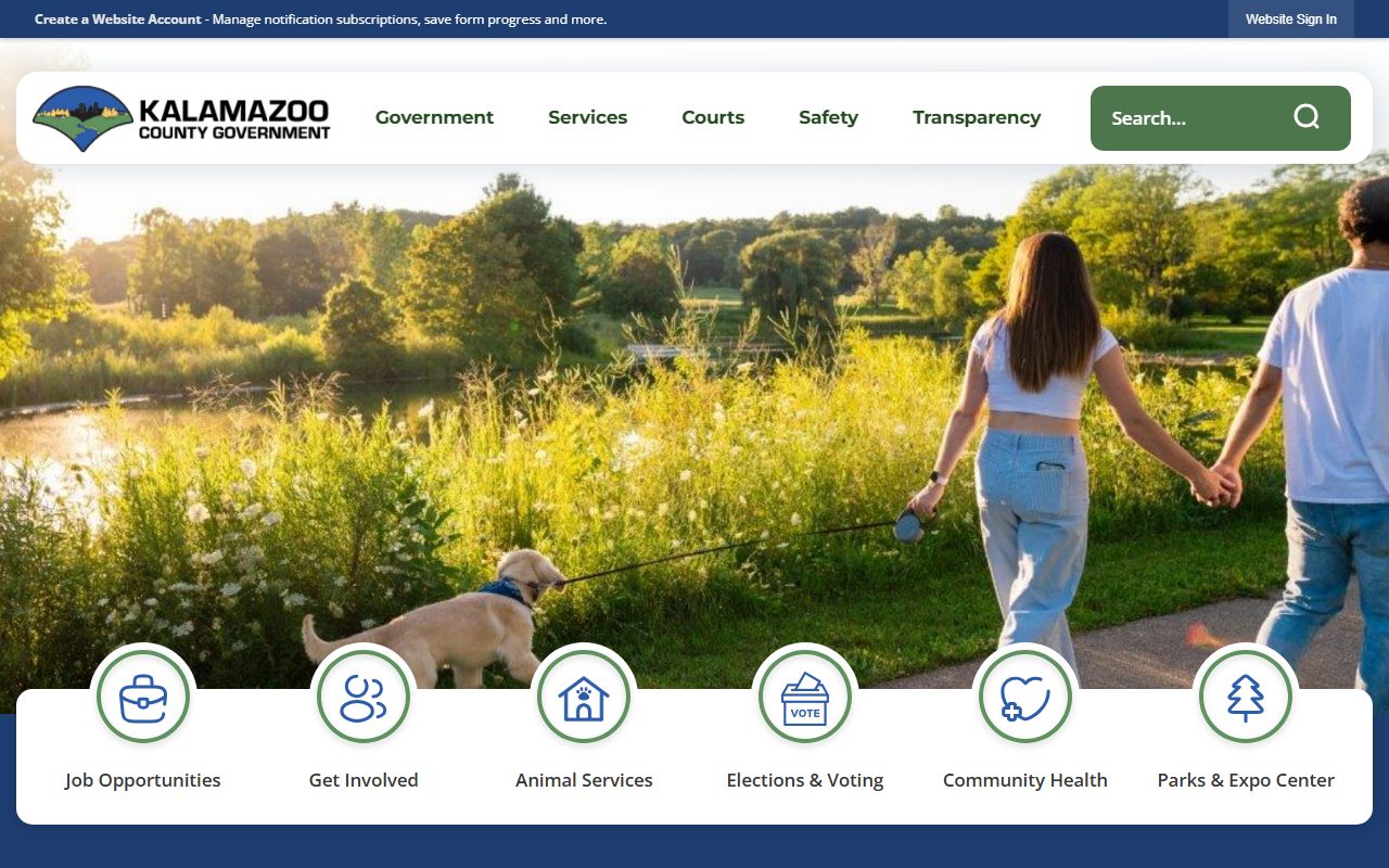 Kalamazoo County homepage directory for court records