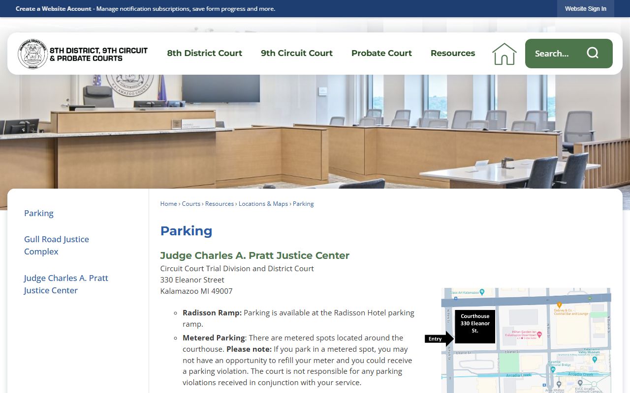 Kalamazoo County courthouse parking guidance for court records