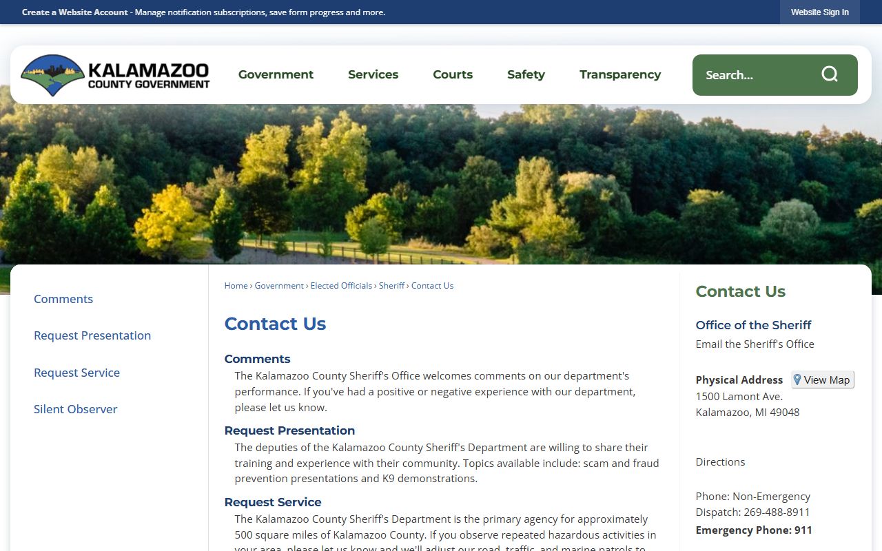 Kalamazoo County warrant contact channels and office directory